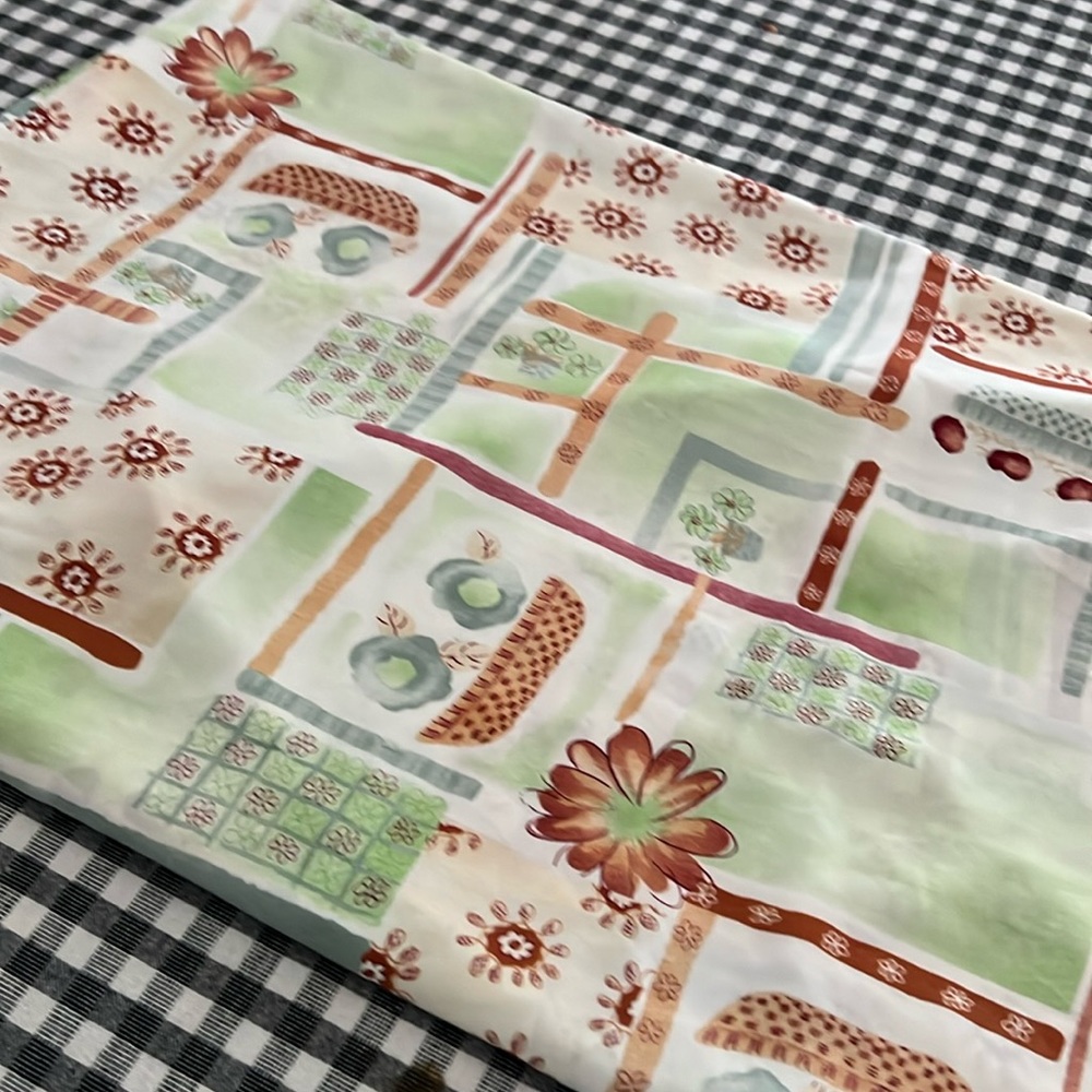 Green and brown print fabric